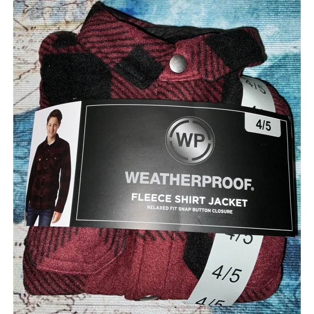 Boys Sherpa Lined Fleece Long Sleeve Button Up Shirt Jacket 4-5 Weatherproof New